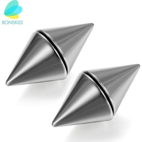 Boniskiss Unisex Men And Women Magnet Earrings Rivet Ear Stud Stainless Steel Magnetic Jewelry Fake Ear Plug No Piercing