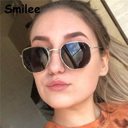 Luxury Brand Hexagon Sun glasses Small Metal Black Square Sunglasses For Women Men Vintgae Designer Shades Glasses Clear Lens