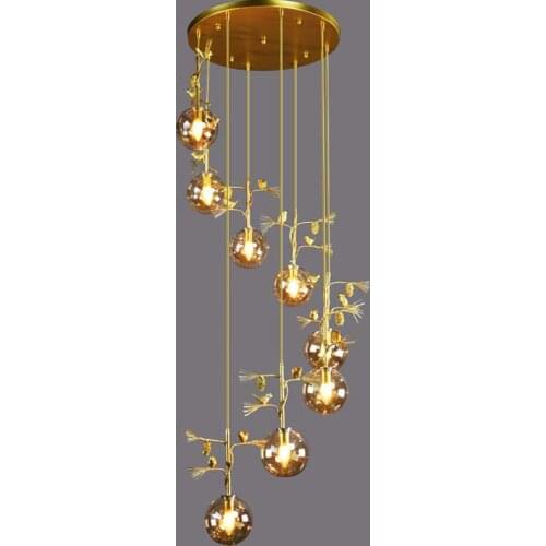 Modern Simple Creative Pendant Lights Villa Duplex Store Stairs Luxury Pendant Chandelier Living Room Rotating Iron Hanging Lamp