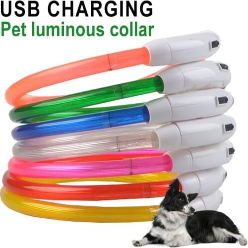 USB Luminous Pet Dog Light Collar Rechargeable Pet Collar Dog Necklace Safety Night Light Collar Cat Puppy Dog Accessories