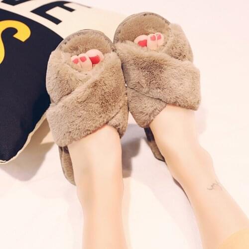 Newbeads Women Cotton Slippers Fuzzy Slippers Furry Plush Slippers for Women Indoor Flat Shoes Warm Winter House Slipper Female