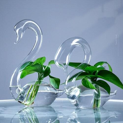Creative Glass Love Swan Vase Wedding Gift Home New House Decoration Crafts Decorative Vases Ceramic Office Decor Europe