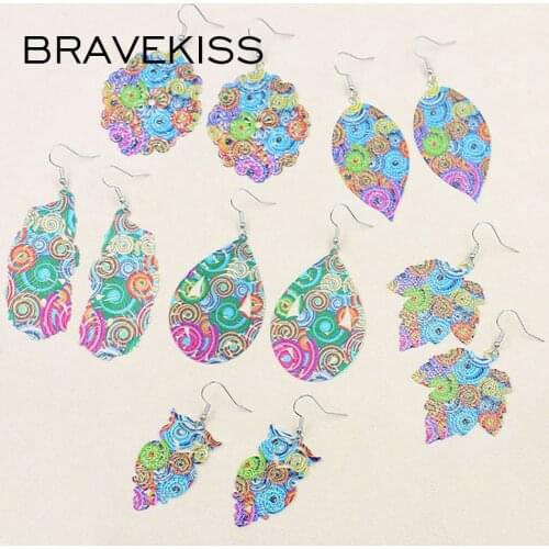 BRAVEKISS Vintage Colorful Bohomia Drop Earrings For Women Dangling Hollowed Fashion Jewelry Trendy Earring catkins Accessories