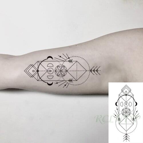 Waterproof Temporary Tattoo Sticker Semicircle Arrow Quadrilateral Geometric Tatto Flash Tatoo Fake Tattoos Art for Men Women