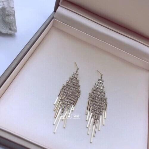 Free Shipping New Gold Color Long Crystal Tassel Dangle Earrings for Women Wedding Drop Earing Brinco Fashion Jewelry Gifts
