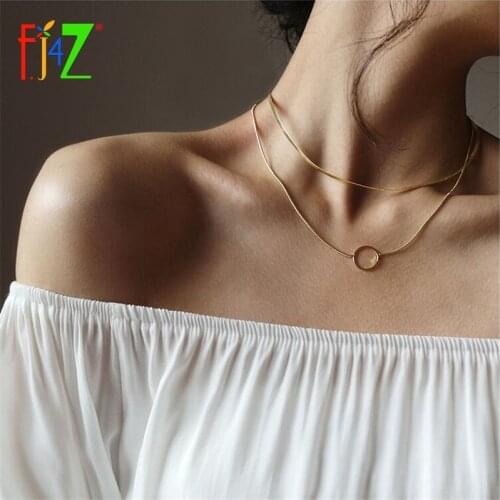F.J4Z 2019 Women Collar Necklaces 2layers Snake Chain Choker Necklaces Female Necklaces Jewelry Gifts wholesale