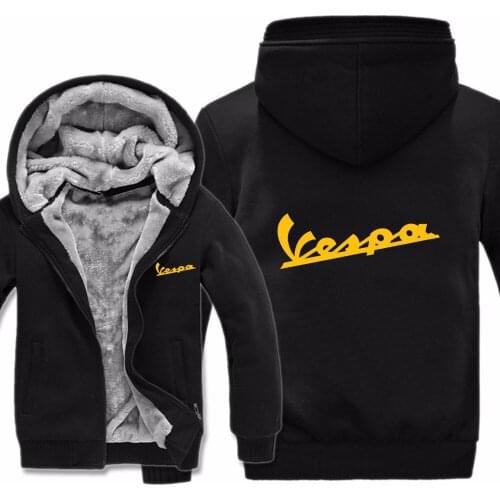 Winter Vespa Logo Jacket Hoodies Men Fashion Coat Wool Jacket Man Sweatshirts Warm Hoody Long Sleeve Coat