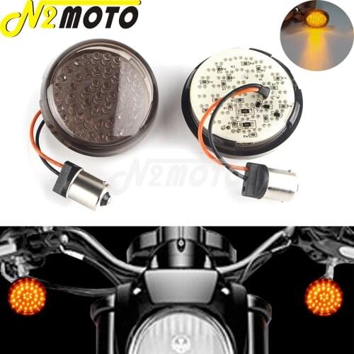 1 Pair 2" Bullet Style Motorbike Amber LED Turn Signal Indicator Light For Harley Touring Dyna Softail Sportster Road King Glide
