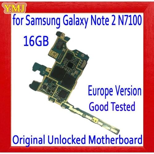 100% Original unlocked for Samsung Galaxy Note 2 N7100 Motherboard,16gb for Galaxy Note 2 N7100 Mainboard + Chips,Free Shipping