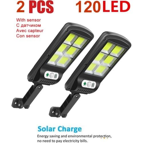 2pcs tabular oblong Waterproof 120LED Solar Light Outdoor Solar Lamp PIR Motion Sensor Sunlight Street Lights for Garden Decorat