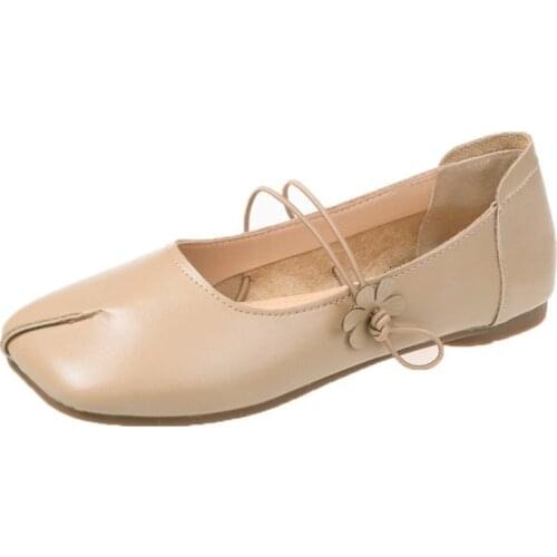 2021 Fashion Soft PU Leather Breathable Ballet Flats Women Shoes For Woman Slip On Ladies Females Loafers Shoes Zapatos De Mujer