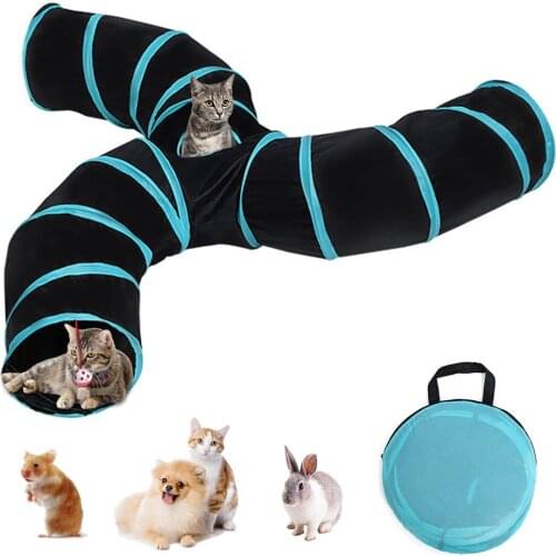 2021 Foldable Pet Cat Tunnel S-type 3-channel Cat Tent Hole Play Toy Indoor Outdoor Rabbit Kitty Puppy Training Tunnel Tube Toys