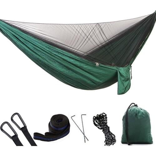 290*140cm Outdoor Breathable Soft Quick-dry Strong Bearing Install Easily Hammock with Anti-mosquito Net