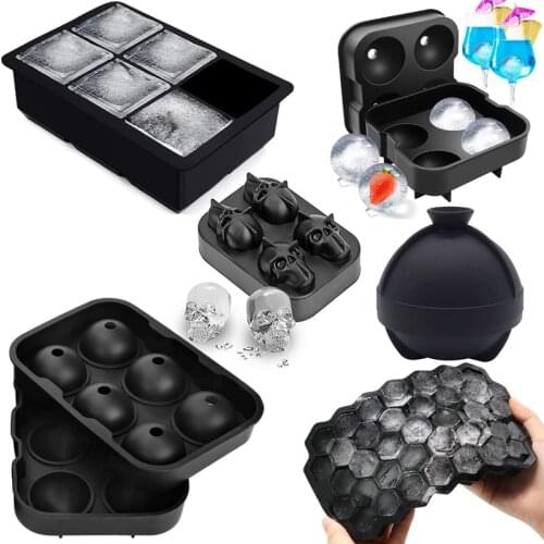 Halloween 3D Skull Ice Cube Tray Silicone Mold BPA Free Ice Making DIY Mold Kitchen Bar Ice Maker Skeleton Ice Mold Wholesale