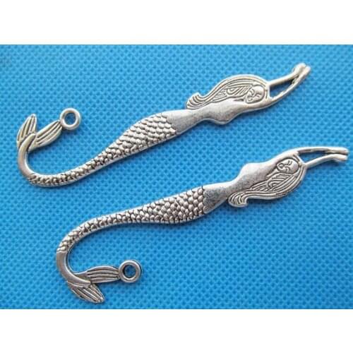 5pcs 80mm Antique Silver tone/Antique Bronze Mermaid Hair Kanzashi/Bookmark Pendant Charm/Finding,DIY Accessory Jewellry Making