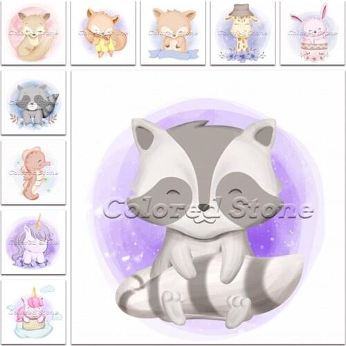 New Diamond painting Cartoon Animals Raccoon fox rabbit unicorn 5D DIY Full Square Drill embroidery Cross stitch 3D mosaic 1257