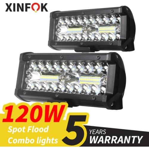 Car Work Light LED Spotlight Spot Flood 3030 SMD Chips 120 watts DC 12/ 24 Volts Universal 6500K White for FSO for 4WD 4x4