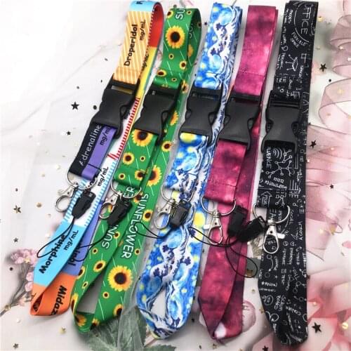 Mathematical Equations Key Chain sunflower Lanyard Gifts For Child Students Phone Gym USB Badge Holder Necklace DIY Hang Rope