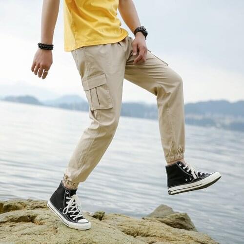 Hip Hop Black Pencil Jogger Pants Men Elastic Waist Tactics Cargo Pants Male Ribbon Pocket 4XL XXXXL