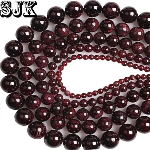 Natural Garnet Stone Beads Dark Red Precious Gem Stone Smooth Round Beaded Beads 2 3 4 5 7 10 12MM Diy Beads For Jewelry Making