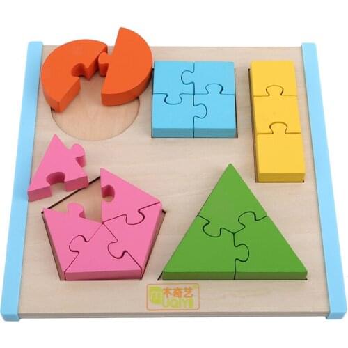 Baby Kids Wooden Toys Geometry Educational 3D Jigsaw Blocks Montessori Early Learning Educational Toy Children Gifts