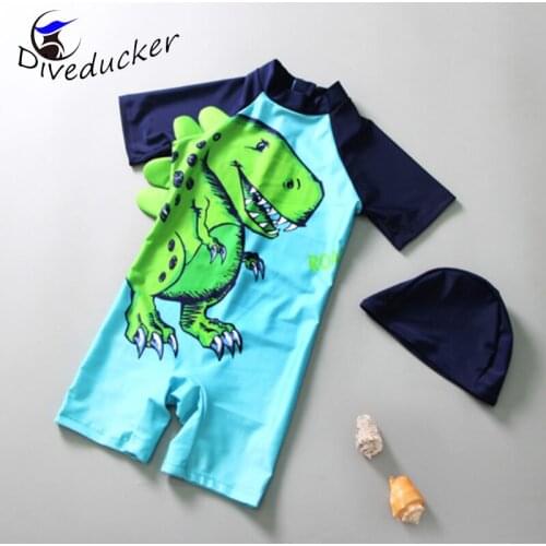 Childrens bathing suit boy one-piece dinosaur swimming suit sun block baby cute bathing suit baby suit under 12 months baby wet