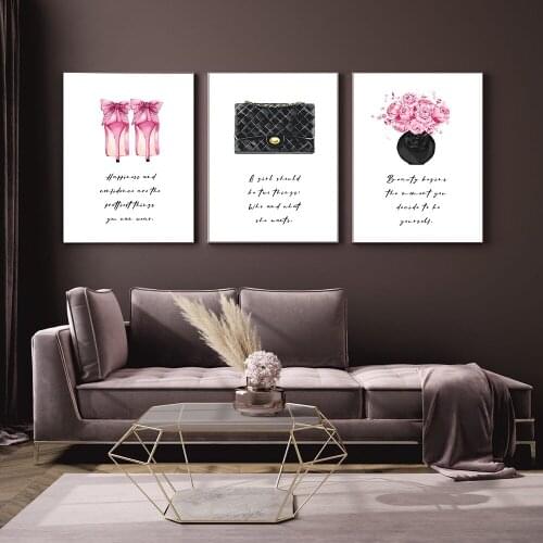 Perfume Bottle Fashion Famous Quotes Canvas Painting Makeup Poster and Print Wall Art Picture Modern Girl Woman Room Decoration
