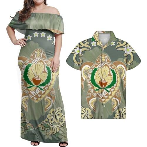 Jackherelook Pohnpei Polynesian Tribal Hawaii Turtle Plumeria Print Off Shoulder Dress Summer Club Bodycon Outfits Dresses Mujer