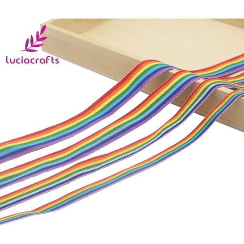 Lucia crafts Multi Size Rainbow Color Stripe Grosgrain Ribbon For DIY Bow Crafts Gift Wrapping S0603