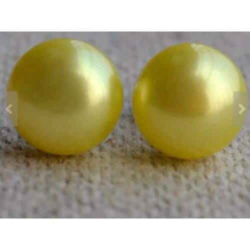 Favorite Pearl Earring 9MM Top Quality Yellow Freshwater Pearl Silver Stud Earring Wedding Bridesmaid Fine Jewelry Women Gift