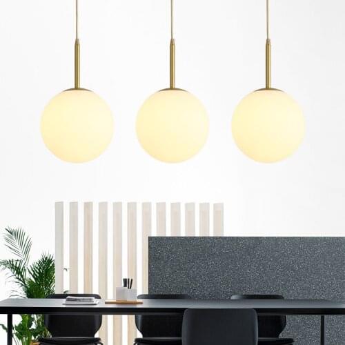 Copper Creative Bedroom Bedseide Pendent lamp Post Modern Bar Dining Room White Glass Pendent Lamp