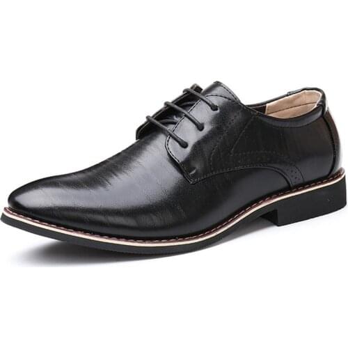 New Men Oxfords Leather Shoes British Black Blue Shoes handmade comfortable formal dress men flats Lace-Up Bullock PlusSize38-48