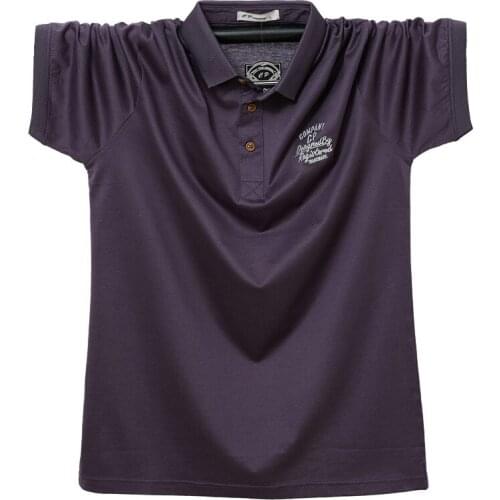 Men Polo Shirt Mens Soild Polo Shirts Cotton Polo Shirt Casual Business Summer Simple Purple Men Tops Tees Plus Size 5XL 6XL