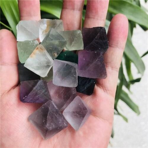 Natural Mixed Fluorite Octahedron Gem Small Rough Stone Specimen Healing DIY Natural Quartz Crystals Stones and Crystals