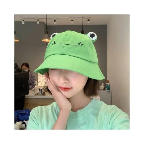 Fashion Frog Bucket Hat for Women Summer Autumn Plain Women Panama Outdoor Hiking Beach Fishing Cap Sunscreen Female Sunhat Bob