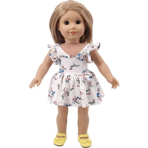 2021 New Pattern Cherry V-neck Dress Fit 18 Inch American&43cm Baby New Born Doll Clothes Accessories Girls' Toys