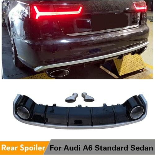PP Car Rear Bumper Diffuser Spoiler for Audi A6 Standard Sedan 4 Door 2016 - 2018 Bumper Guard Not for RS6