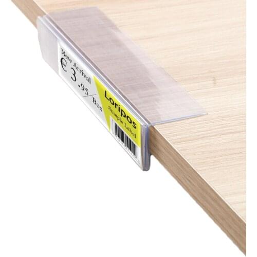 20cm L S Shape Shelf Top Clear Sign Fastener Merchandise Card Place Rack Data Strip Label Holder