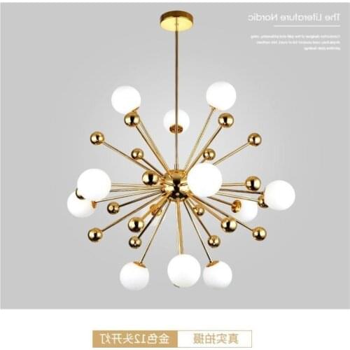 Nordic Led Gold Pendant Light Post-modern Creative Dandelion Hanglamp White Glass Ball Dining Room Kitchen Suspension Luminaire