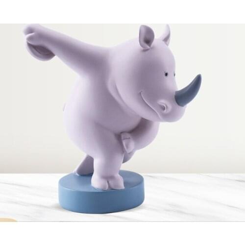 Rhinoceros Figurine Animal Statue Ornaments Home Decoration Desktop Decoration Indoor Living Room Wine Cabinet Furnishings