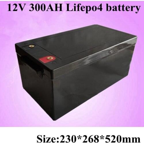 Waterproof 12V 300AH Lifepo4 Battery 100A BMS 4S Lithium Battery for Inverter Solar Energy Base Station Boat +20A Charger