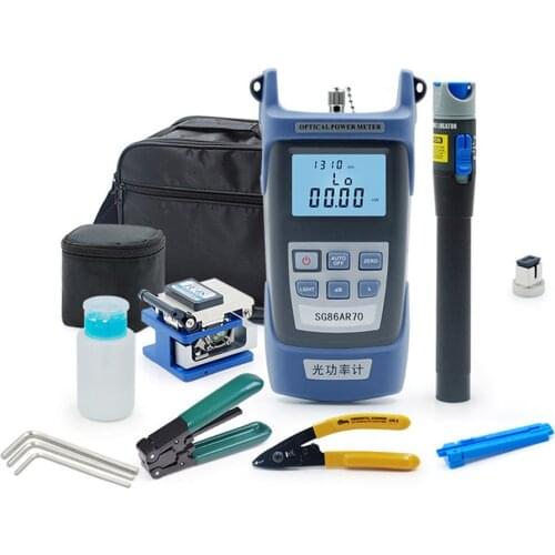 Fiber Optic FTTH Tool Kit With Fiber Cleaver Optical Power Meter 5km Red Laser Pointer Pen Stripping Pliers Millers Pliers