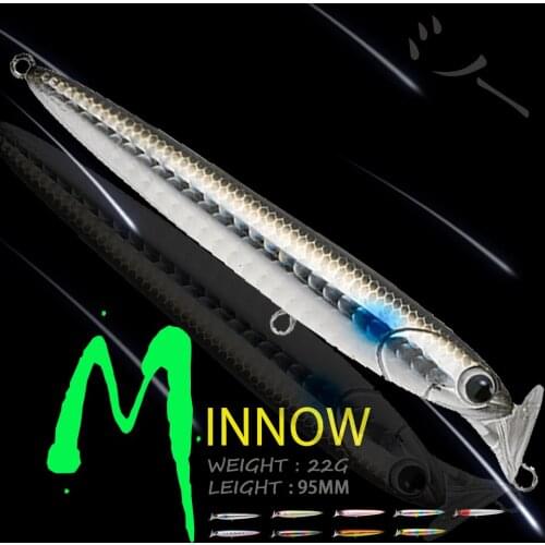 WALK FISH 95mm/22g Minnow Sinking Fishing Lure 3D Eyes Wobblers Fishing Baits Artificial Hard Baits Saltwater Fishing Tackle