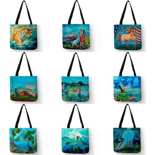 Y0080 Abstract Art Womens Bags Handbags Colorful Oil Painting Animal Prints Shoulder Bag Casual Tote Lady Girls shoulder Bag
