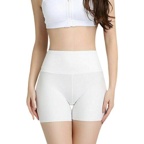 Women Solid Color Safety Briefs for Tummy Control and Buttock Lifting High Waist Slip Shorts White/ Black/ Nude