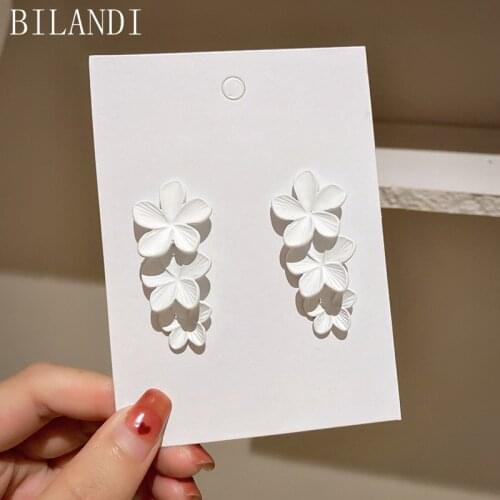 Bilandi S925 needle Fashion Jewelry Flower Earrings Pretty Design Red Yellow White Blue Pink Drop Earrings For Girl Lady Gifts