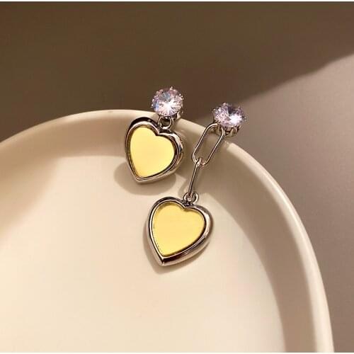 Shiny Zircon Heart AB Style Drop Earrings For Women Fashion Jewelry 2021 New Elegant Pendientes Brincos