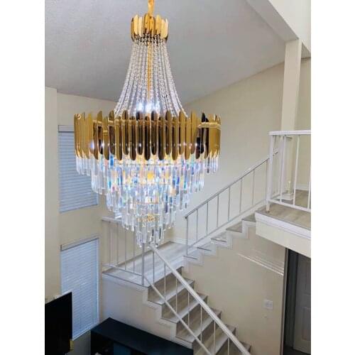 Gold Modern Crystal Chandeliers Living Dining Room LED Hanging Lighting Fixture Large Round Home Chandeliers