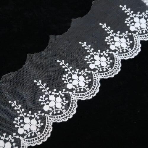 11.5cm*5yard cotton flower embroidery net bottom lace trimmings for clothing DIY sewing clothes accessories ribbon trims