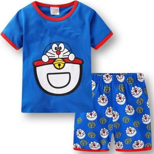 2021 New Cartoon Design Round Neck Sleepwear Boys Cotton Pajamas Set For Child kids Short Sleeve pyjamas Boys Pyjamas 2~7 Year